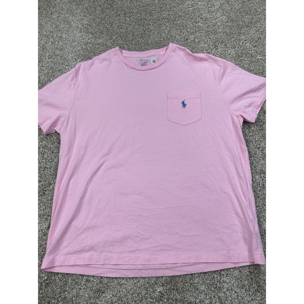 Polo Ralph Lauren Mens Large Pocket T shirt Pink Classic Fit Short‎ Sleeve #0375